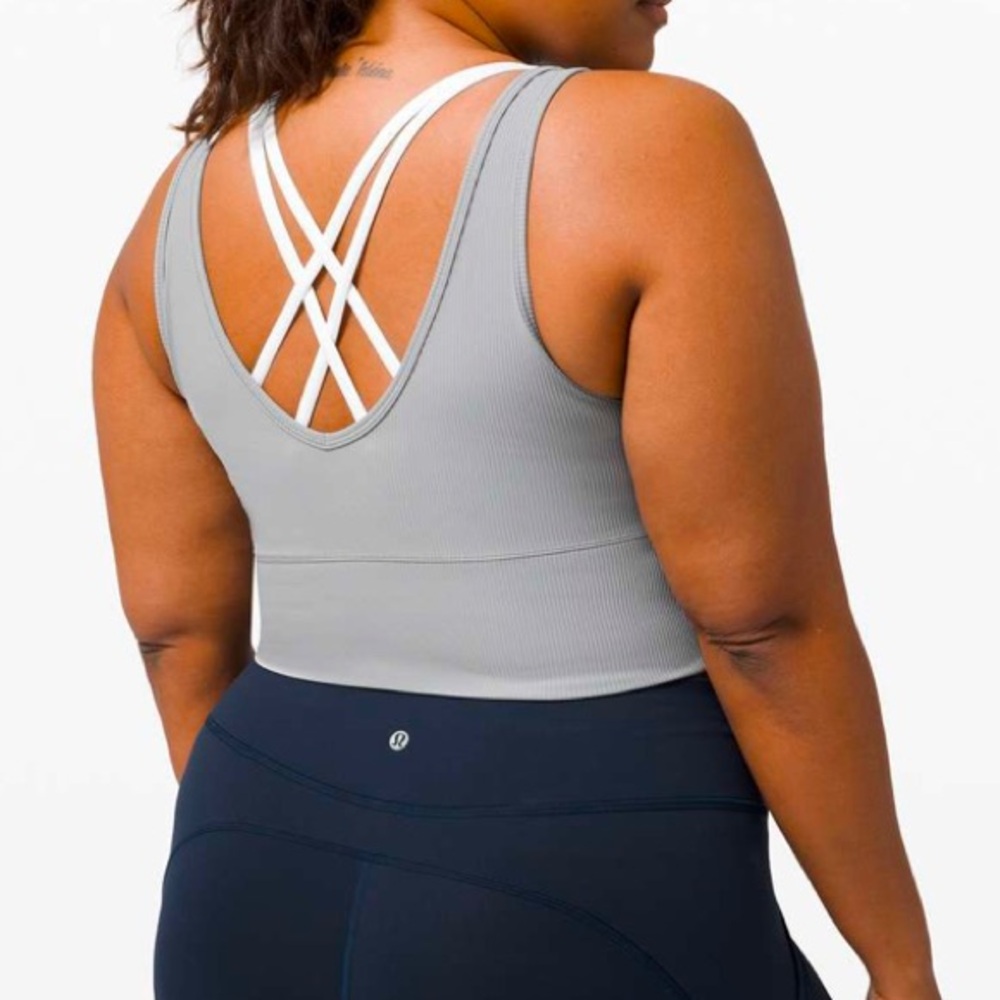 Lululemon Power Pivot Tank Ribbed Grey - Picture 2 of 6
